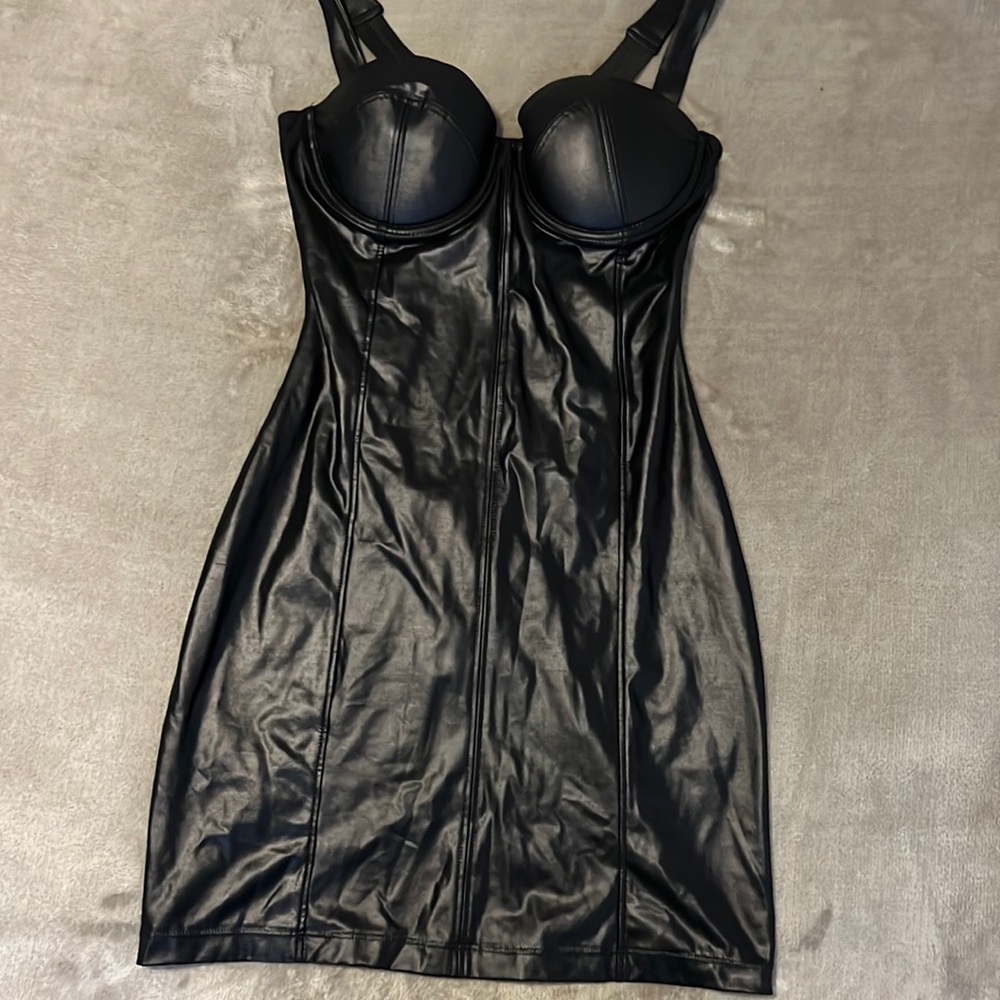 Mini Black Leather Dress
